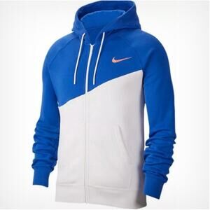 Nike Sportswear Swoosh Hoodie Size 2XL Blue Full Zip Athleisure Sweatshirt